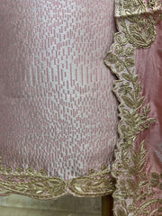 Brocade Silk Unstitched Suit Set With Silk Dupatta