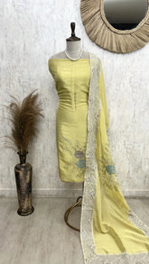 Cosmo Tissue Unstitched Suit Set With Embroidered Dupatta