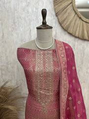 Tissue Unstitched Suit Set With Banarasi Work