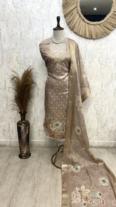 Tissue Unstitched Suit Set Featuring Sequence And Banarasi Weaving