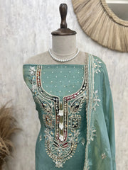 Unstitched Tissue Suit Set With Tissue Dupatta