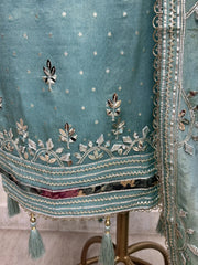 Unstitched Tissue Suit Set With Tissue Dupatta