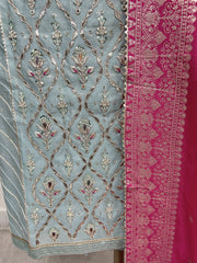 Maheshwari Unstitched Suit Set With Zardosi Work