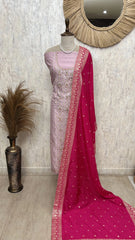 Maheshwari Unstitched Suit Set With Zardosi Work