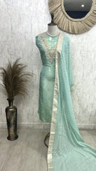 Tissue Unstitched Suit Set With Organza Dupatta