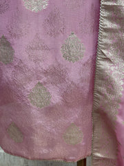 Tissue Unstitched Suit Set With Organza Dupatta