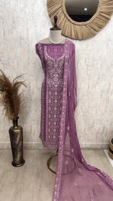 Georgette Unstitched Suit Set With Chiffon Dupatta