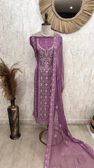 Georgette Unstitched Suit Set With Chiffon Dupatta