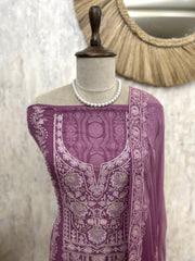 Georgette Unstitched Suit Set With Chiffon Dupatta