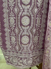 Georgette Unstitched Suit Set With Chiffon Dupatta