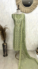 Georgette Unstitched Suit Set With Chiffon Dupatta