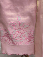 Tissue Unstitched Suit Set With Applique Work