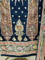 Muslin Unstitched Suit Set With Zari Work