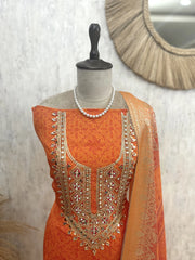 Organza Unstitched Suit Set With Organza Dupatta