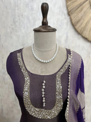 Tissue Unstitched Suit Set With Silk Dupatta And Sequence Work