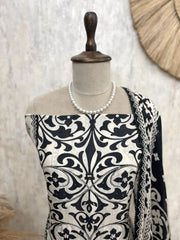 Printed Muslin Unstitched Suit Set With Detailing Of Pearl Work