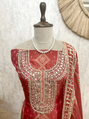 Tissue Unstitched Suit Set Featuring Gota Work