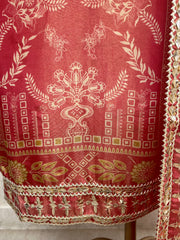 Tissue Unstitched Suit Set Featuring Gota Work