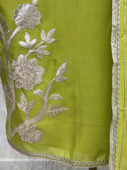 Mul Chanderi Unstitched Suit Set With Mul Chanderi Dupatta