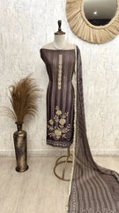 Glass Organza Unstitched Suit Set With Katdana And Sequence Detailing