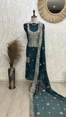 Chinnon Organza Unstitched Suit Set With Chinnon Dupatta