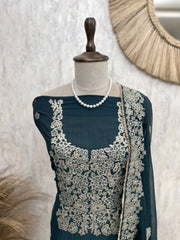 Chinnon Organza Unstitched Suit Set With Chinnon Dupatta