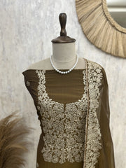 Chinnon Organza Unstitched Suit Set With Chinnon Dupatta