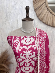 Muslin Unstitched Suit Set With Muslin Dupatta