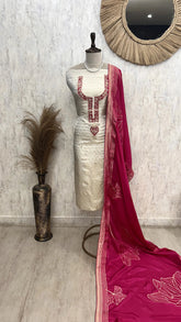 Unstitched Tissue Suit Set Featuring Silk Dupatta