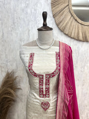 Unstitched Tissue Suit Set Featuring Silk Dupatta