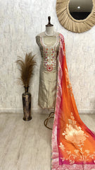 Tissue Unstitched Suit Set Featuring Organza Dupatta