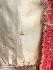 Tissue Unstitched Suit Set Featuring Organza Dupatta