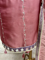 Glass Organza Unstitched Suit Set With Organza Dupatta