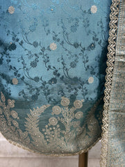 Tissue Silk Unstitched Suit Set Featuring Zardosi Work