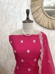 Mul Chanderi Unstitched Suit Set Featuring Mul Chanderi Dupatta