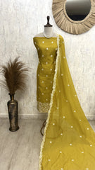 Mul Chanderi Unstitched Suit Set Featuring Mul Chanderi Dupatta