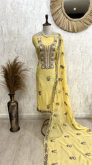 Unstitched Organza Suit Set Featuring Thread Embroidery