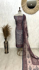 Block Printed Maheshwari Unstitched Suit Set