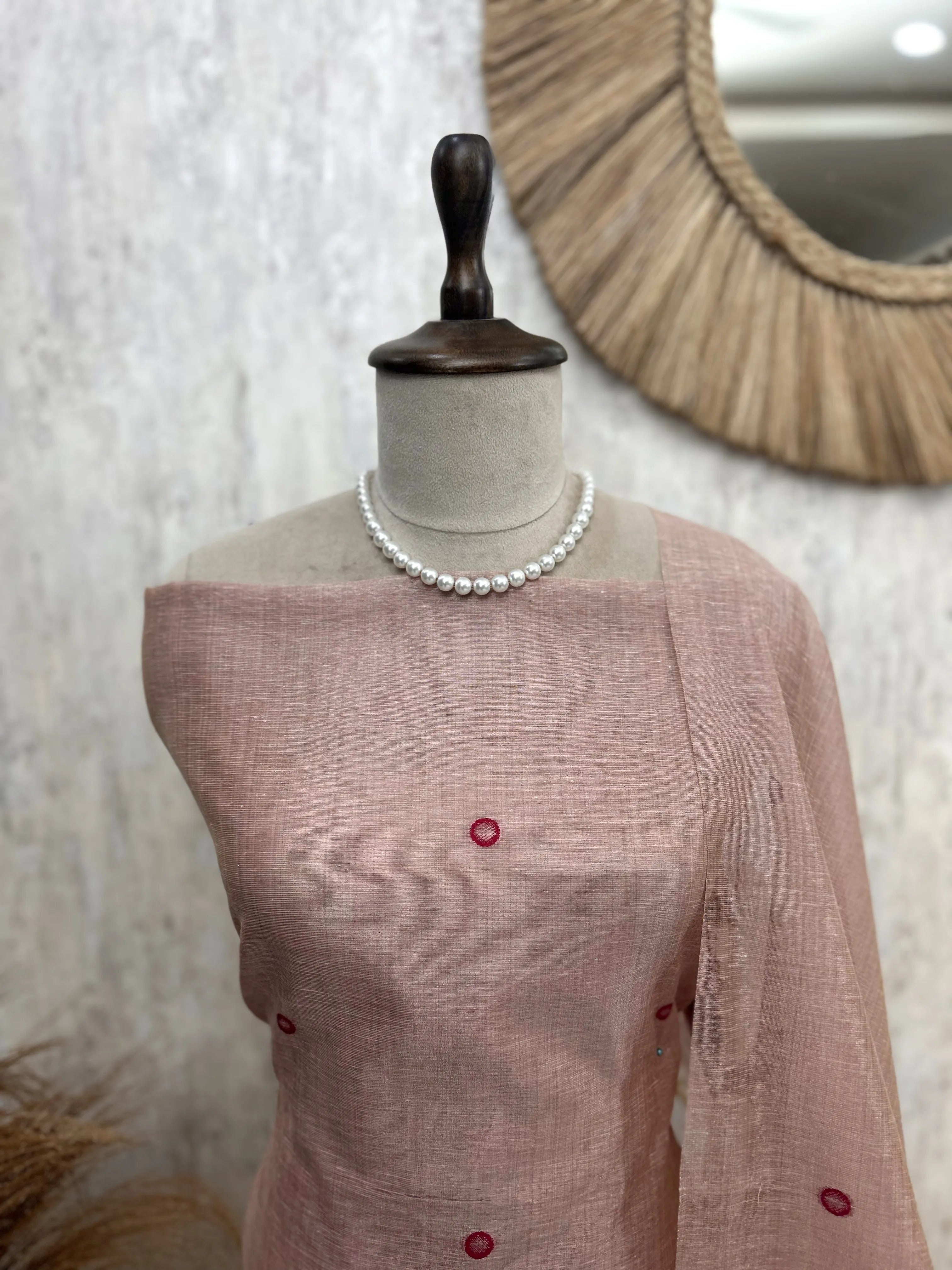 Linen Unstitched Suit Set With Linen Dupatta