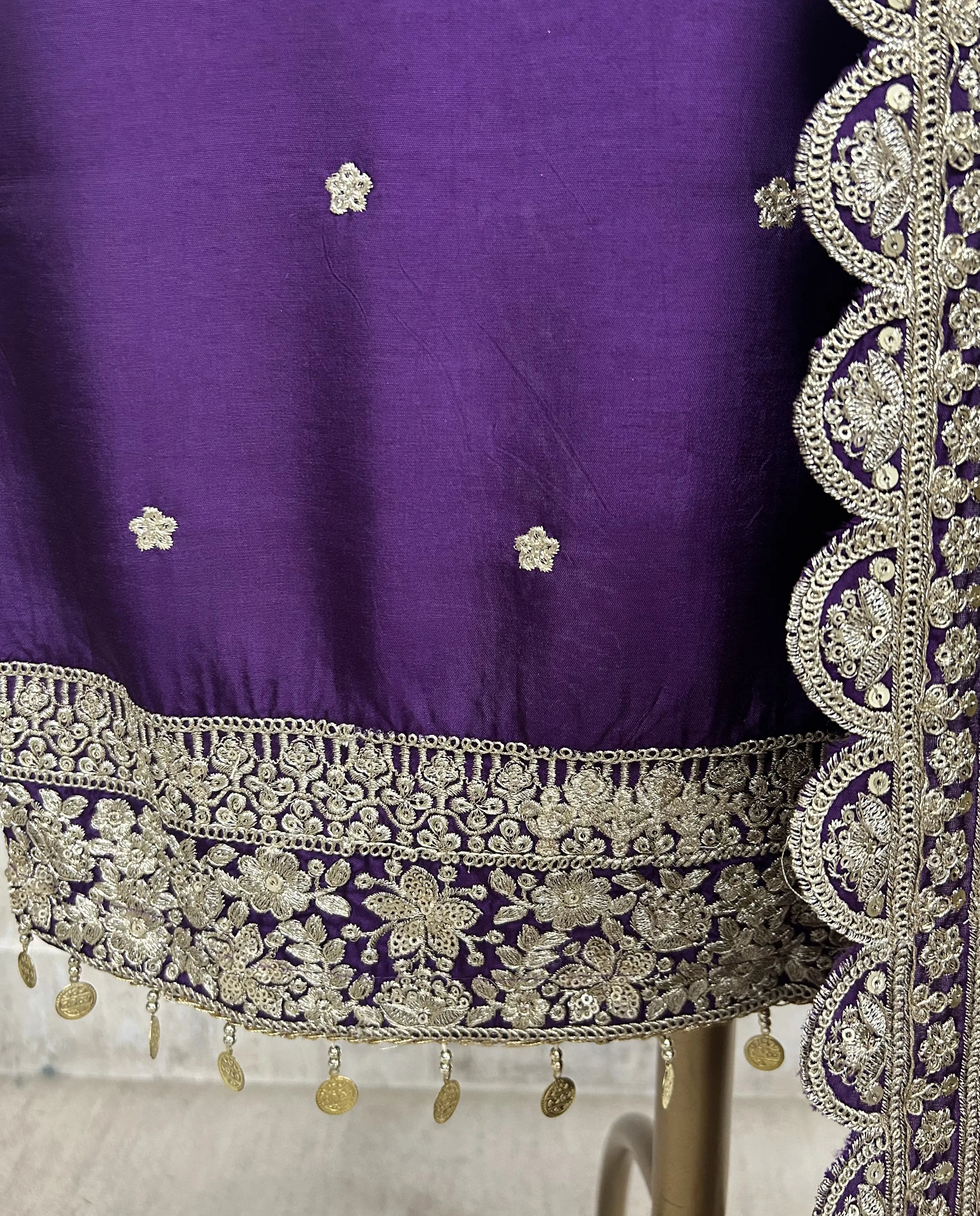 Unstitched Silk Suit Set With Silk Dupatta