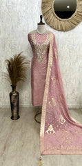 Unstitched Maheshwari Suit Set Featuring Organza Dupatta