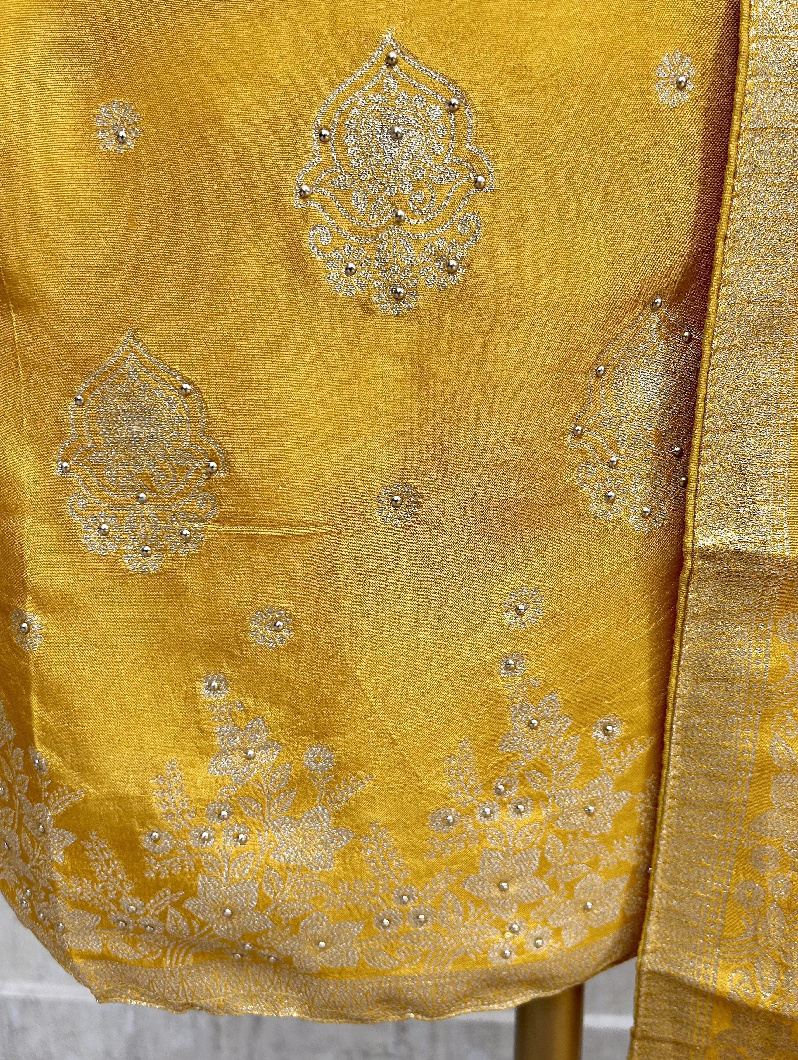 Dola Silk Unstitched Suit Set With Dola Silk Dupatta