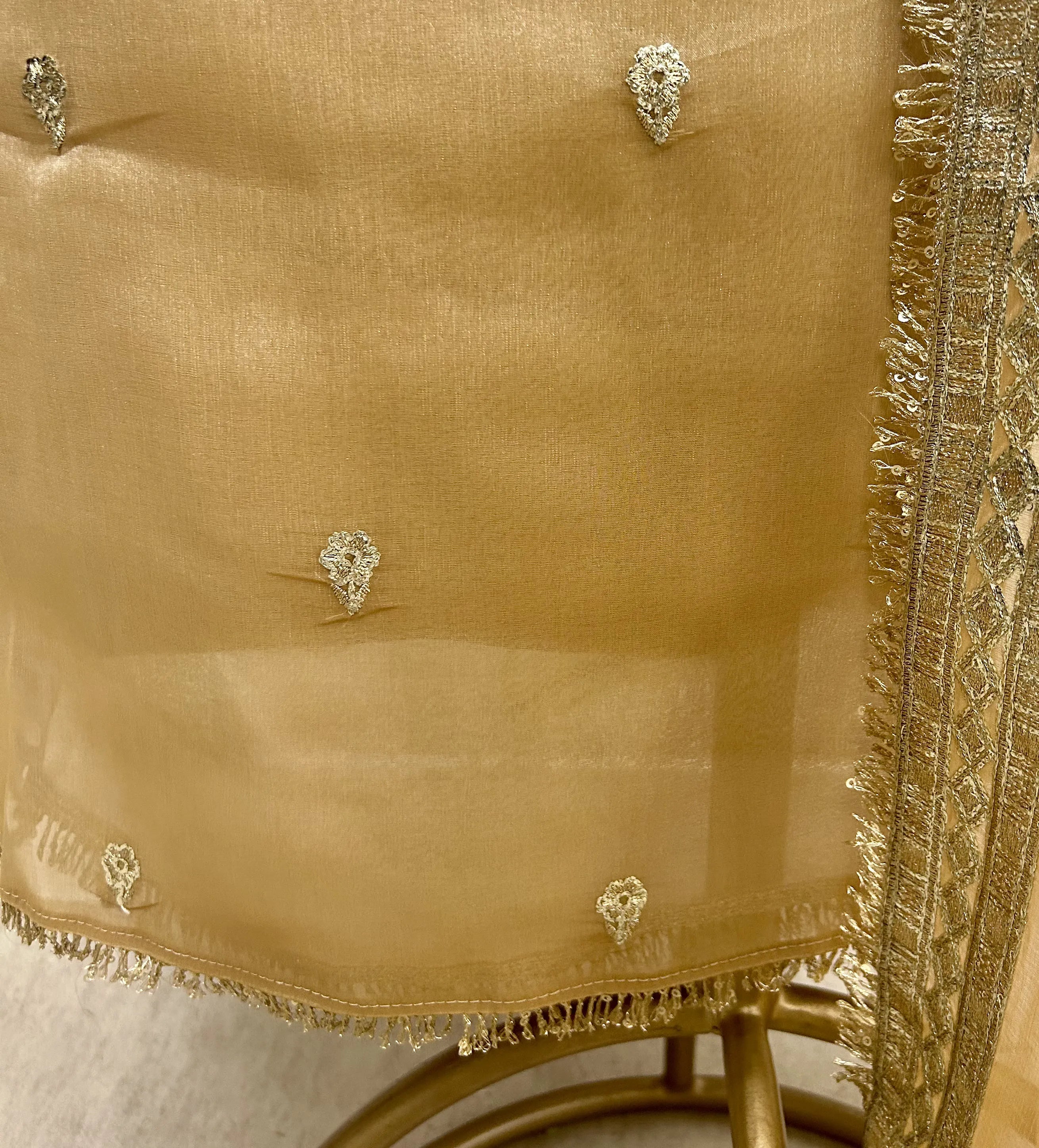 Organza Unstitched Suit Set With Organza Dupatta