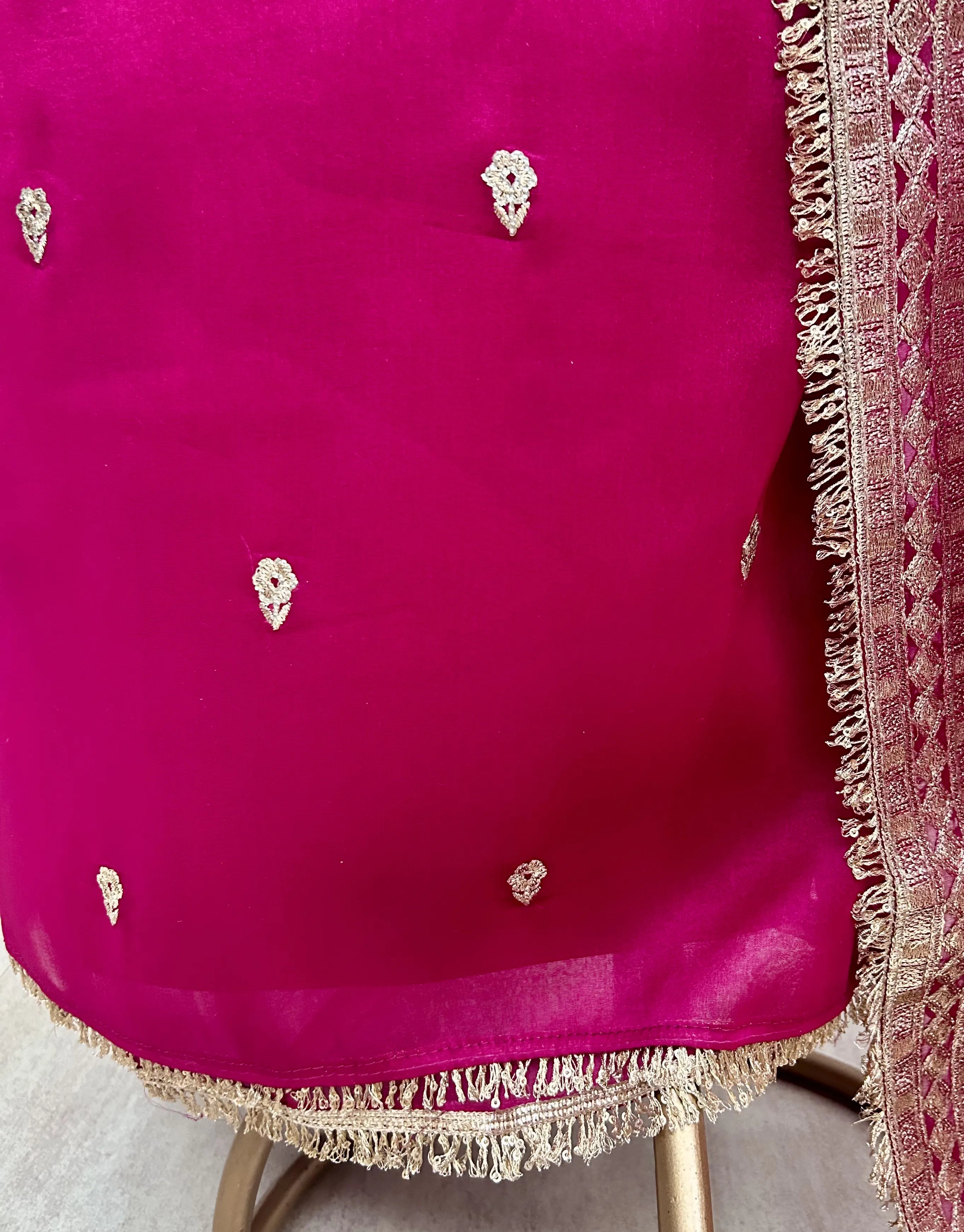 Organza Unstitched Suit Set With Organza Dupatta