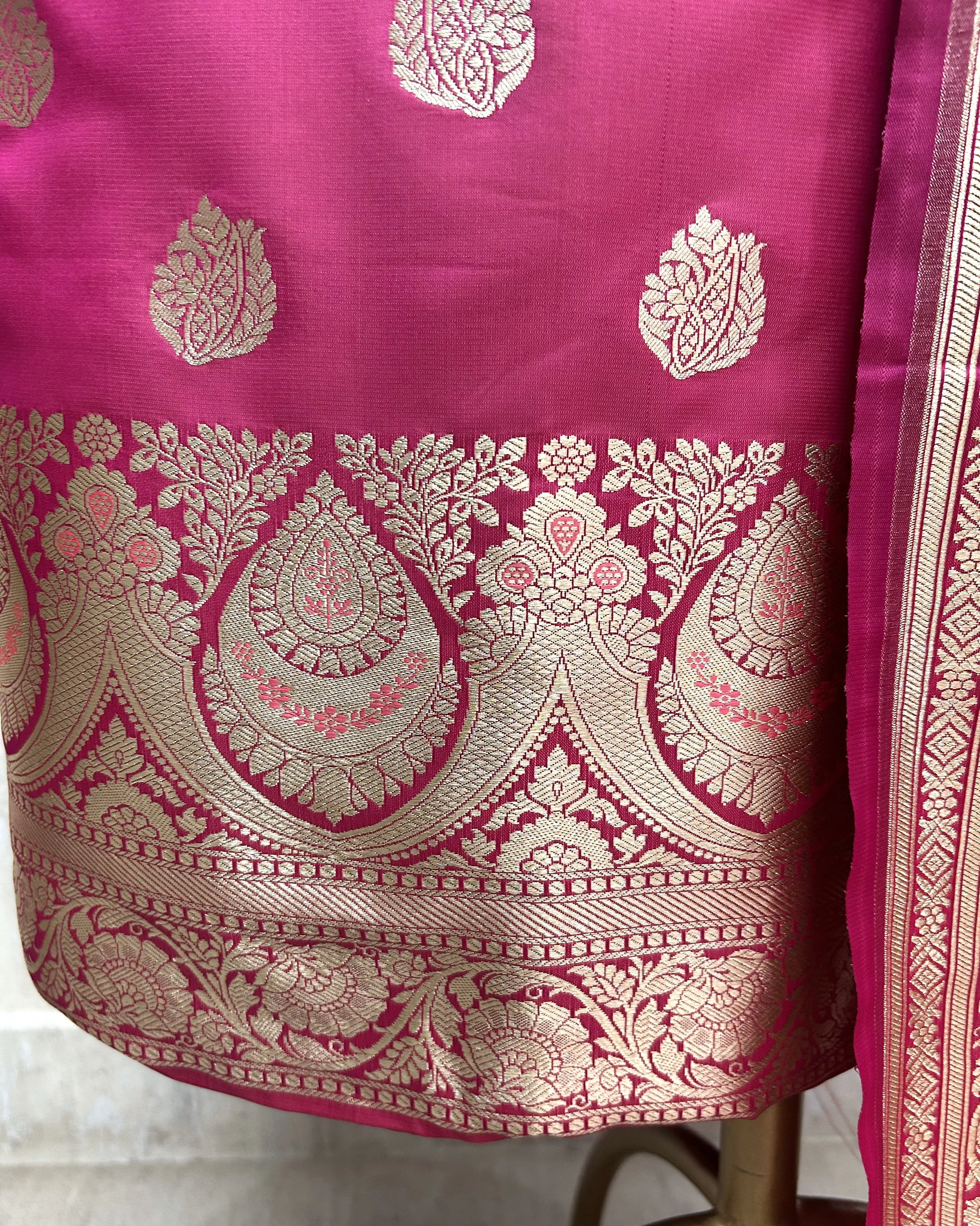 Banarasi Silk Unstitched Suit Set With Banarasi Silk Dupatta