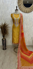 Tissue Unstitched Suit Set With Tissue Dupatta