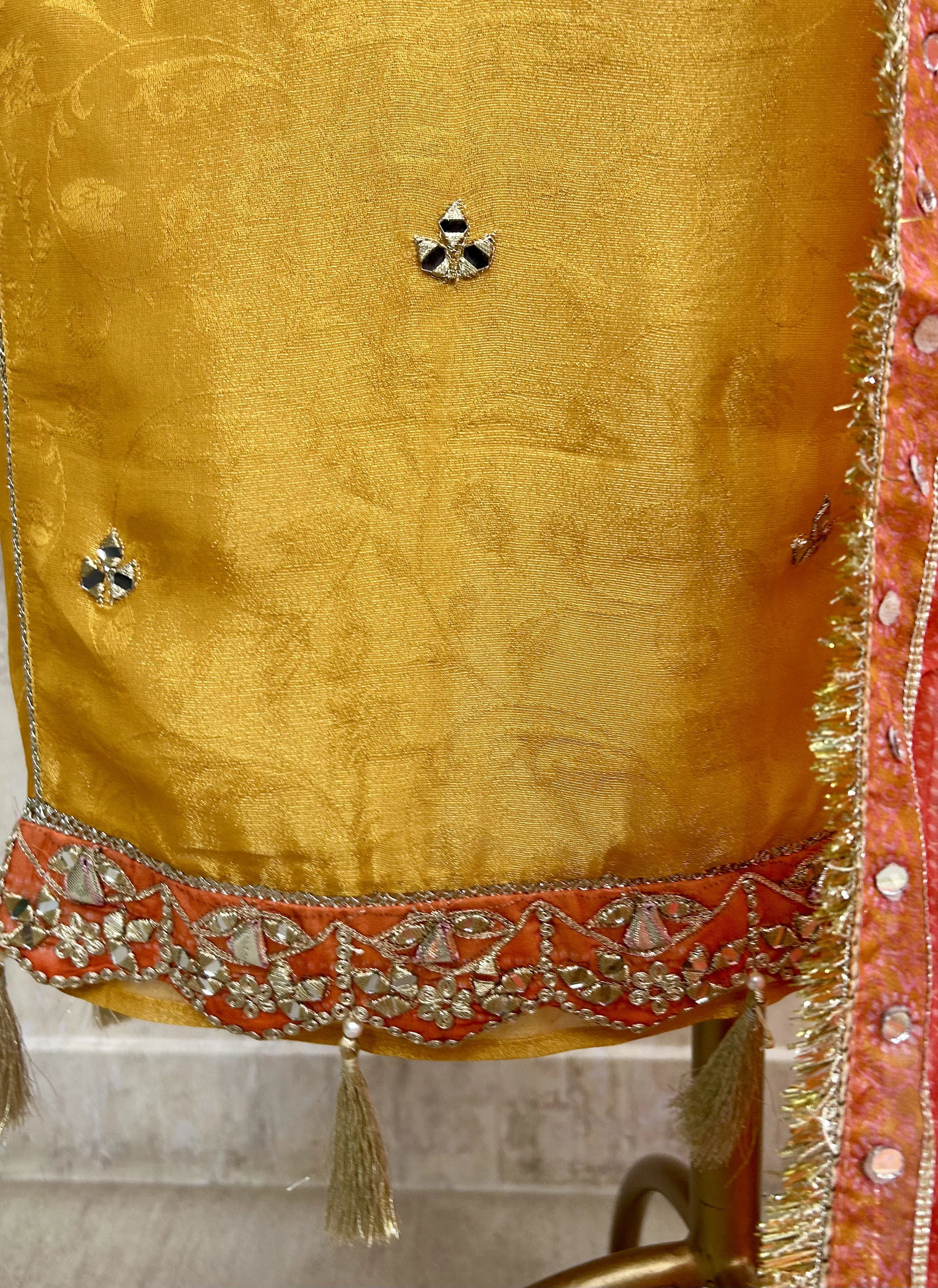 Tissue Unstitched Suit Set With Tissue Dupatta