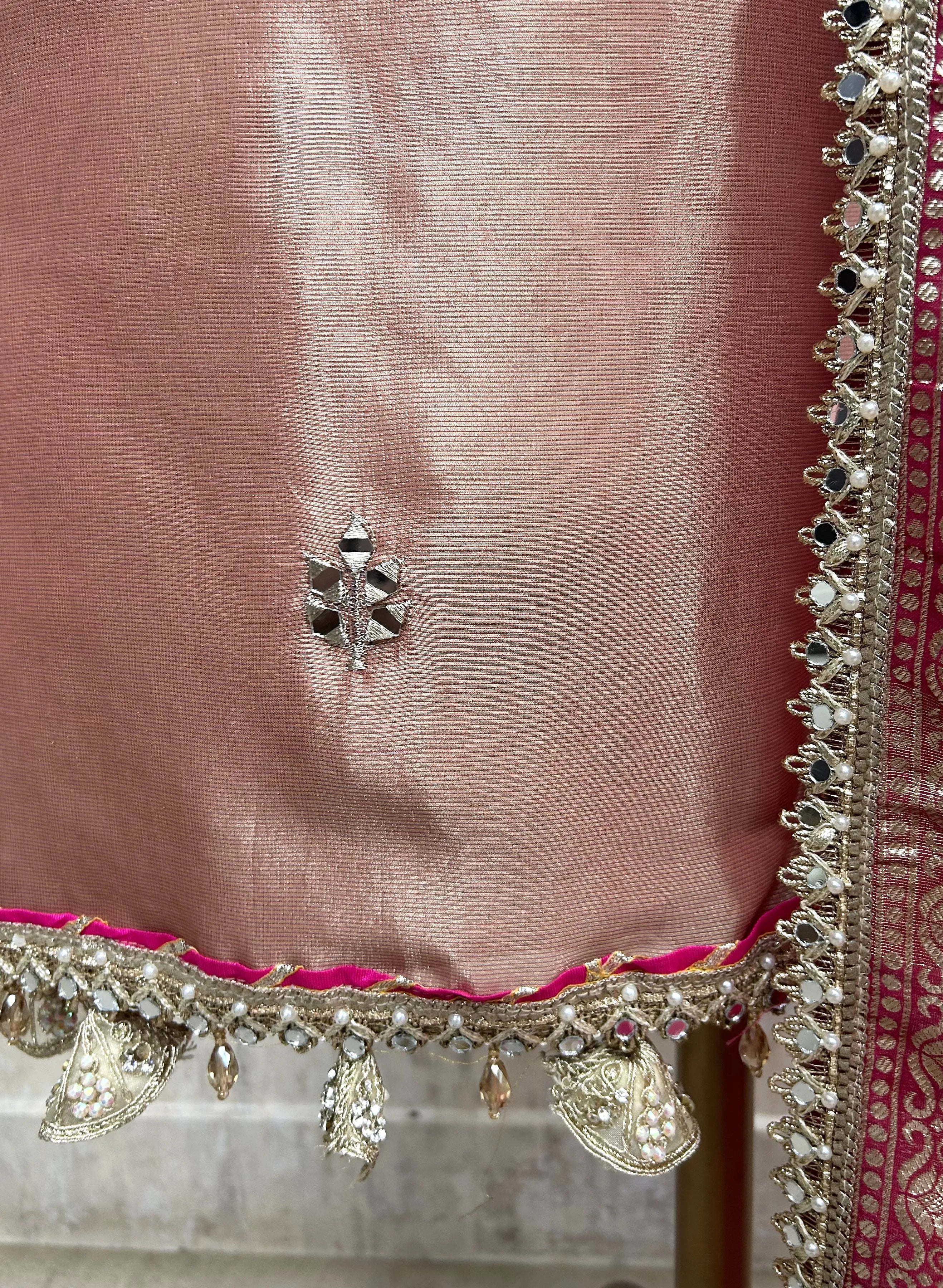 Tissue Unstitched Suit Set Featuring Organza Dupatta