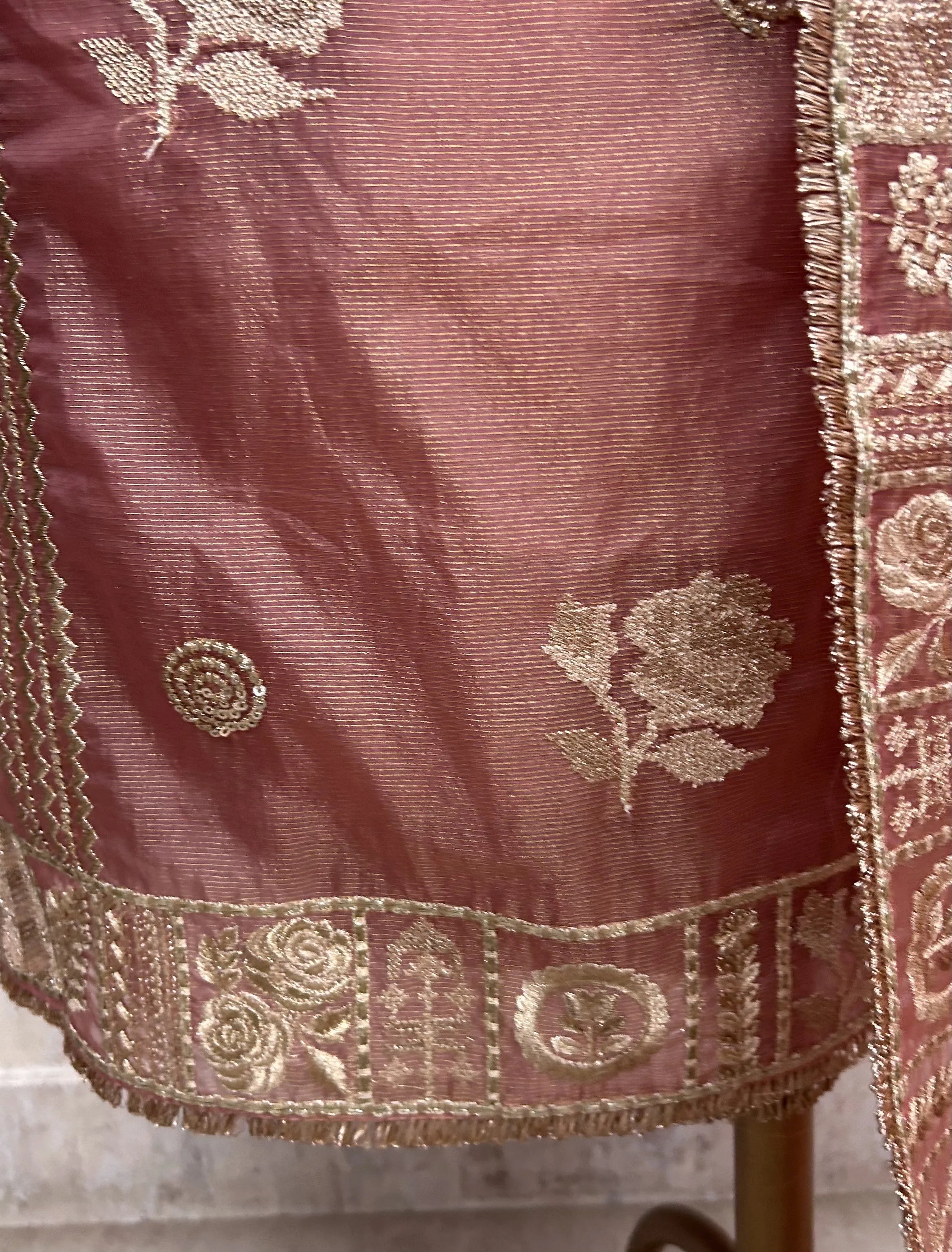 Tissue Organza Unstitched Suit Set With Tissue Organza Dupatta