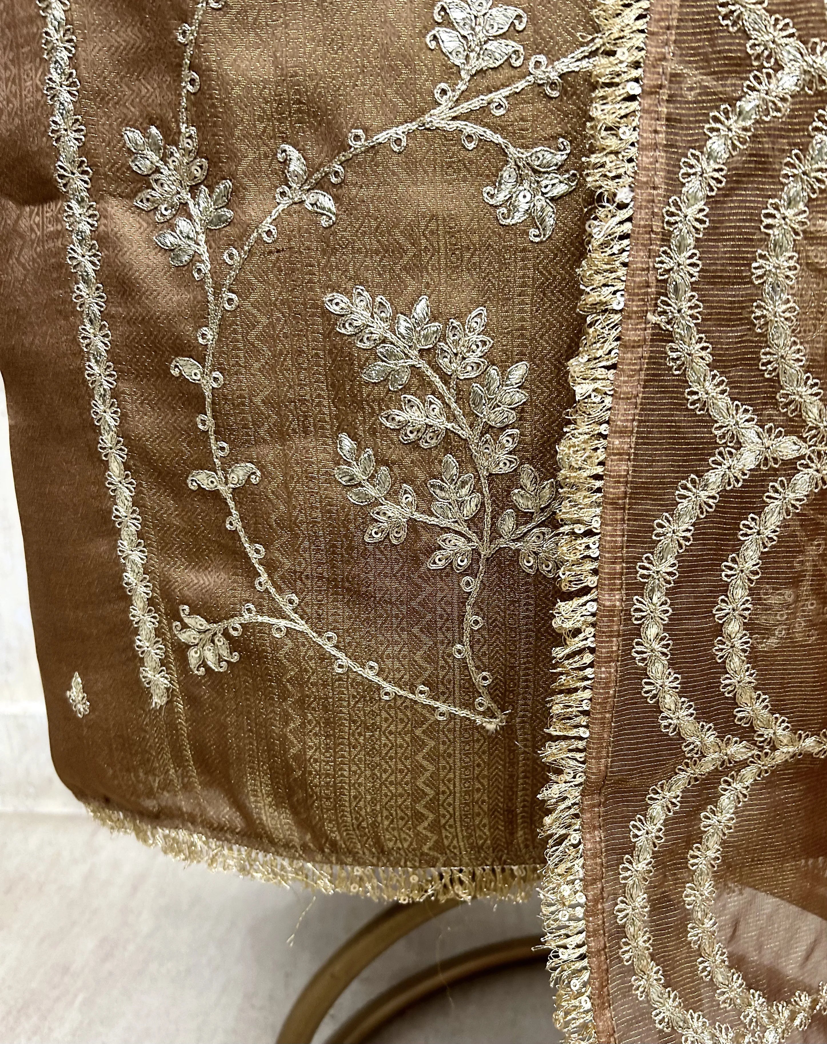 Silk Unstitched Suit Set Featuring Tissue Dupatta